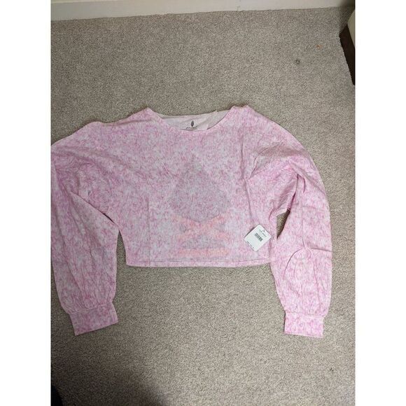 NWT Free People Backstage Open Back Cropped Sweatshirt in Purple Combo - Picture 1 of 6